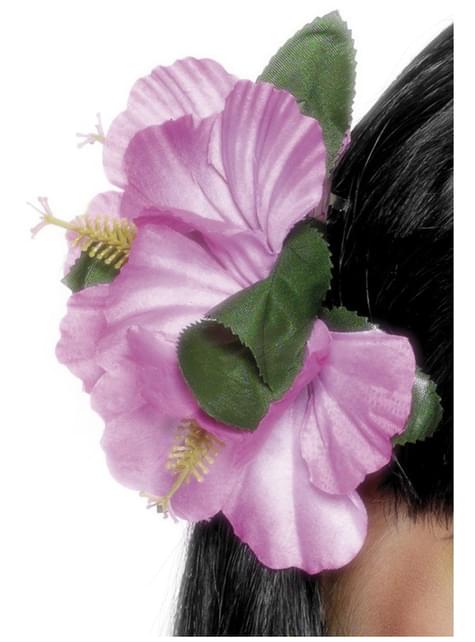 Gancho de pelo con flor hawaiana rosa