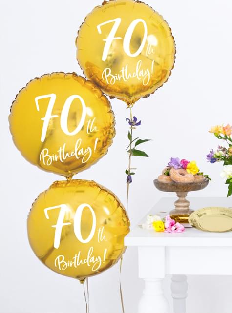 Globo 70 th Birthday dorado (45 cm)