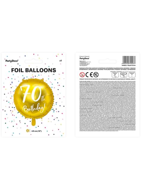 Globo 70 th Birthday dorado (45 cm)