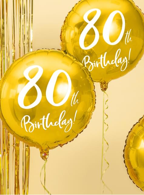 Globo 80 th Birthday dorado (45 cm) - Partydeco | Funidelia