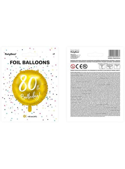 Globo 80 th Birthday dorado (45 cm) - Partydeco | Funidelia