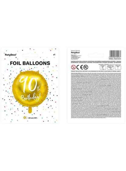 Globo 90 th Birthday dorado (45 cm)