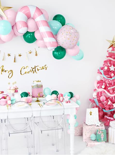 Globo bastón de caramelo rosa y blanco (74 cm) - Partydeco | Funidelia