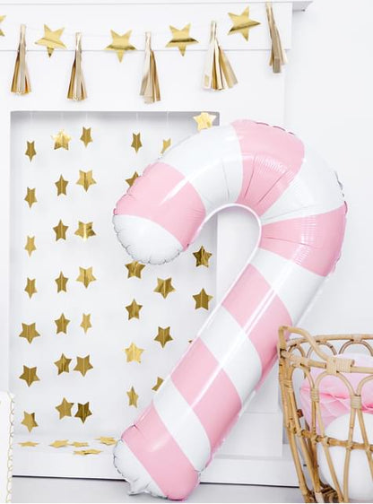 Globo bastón de caramelo rosa y blanco (74 cm) - Partydeco | Funidelia