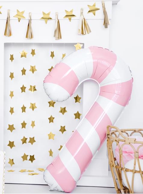 Globo bastón de caramelo rosa y blanco (74 cm) - Partydeco | Funidelia