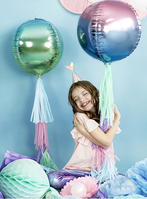 Globo con forma de bola azul y violeta iridiscente - Iridescent Mermaid - Partydeco | Funidelia