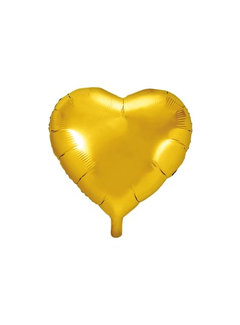 Globo de foil 45 cm con forma de corazón dorado