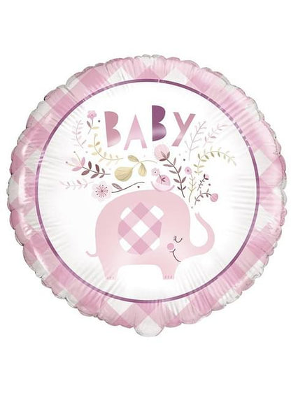 Globo de foil (46 cm) elefante rosa baby Shower - Pink Floral Elephant - Unique | Funidelia