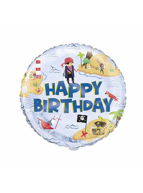 Globo de foil (46 cm) Happy Birthday - Ahoy Pirate - Unique | Funidelia
