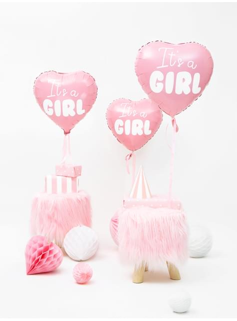 Globo de foil con forma de corazón “It’s a girl“ - Partydeco | Funidelia