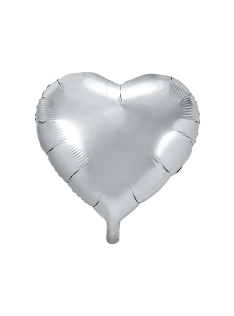 Globo de foil con forma de corazón plateado - Partydeco | Funidelia