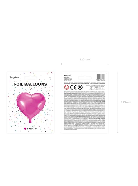 Globo de foil con forma de corazón rosa oscuro