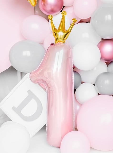 Globo de foil de primer cumpleaños rosa - Partydeco | Funidelia
