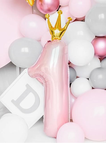 Globo de foil de primer cumpleaños rosa - Partydeco | Funidelia