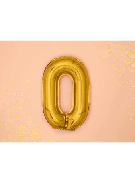 Globo foil “0“ dorado (35 cm) - Partydeco | Funidelia