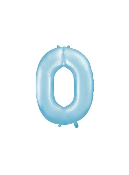 Globo foil “0“ en azul claro 86 cm - Partydeco | Funidelia