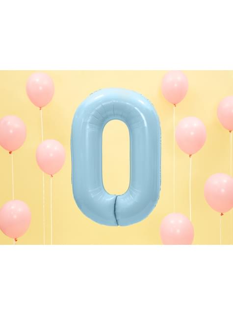 Globo foil “0“ en azul claro 86 cm - Partydeco | Funidelia