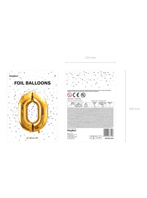 Globo foil “0“ en dorado 86 cm