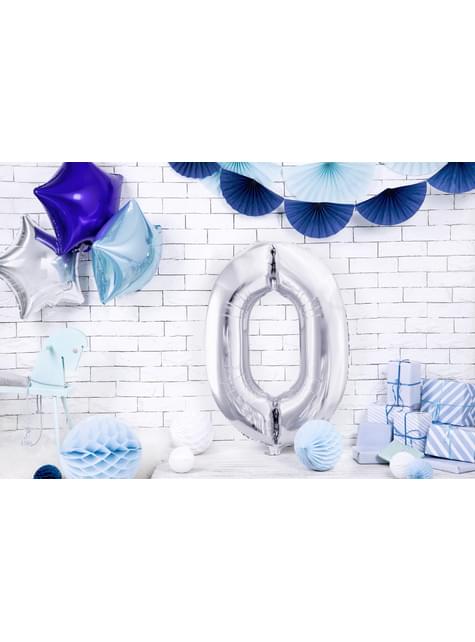Globo foil “0“ en plateado 86 cm - Partydeco | Funidelia