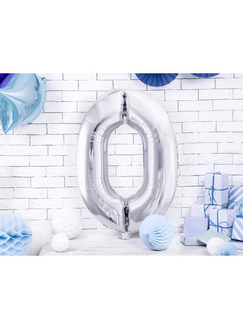 Globo foil “0“ en plateado 86 cm - Partydeco | Funidelia