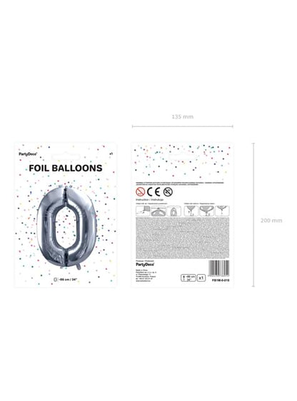 Globo foil “0“ en plateado 86 cm - Partydeco | Funidelia