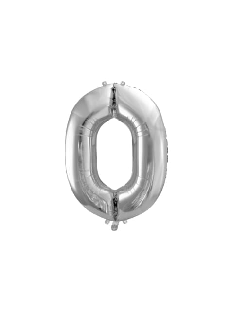 Globo foil “0“ en plateado 86 cm - Partydeco | Funidelia