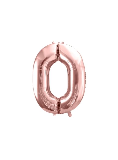 Globo foil “0“ oro rosa (86 cm) - Partydeco | Funidelia