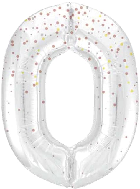 Globo foil “0“ plateado con detalles rosas (86cm)