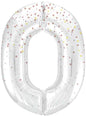 Globo foil “0“ plateado con detalles rosas (86cm)