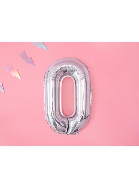 Globo foil “0“ plateado con purpurina (35 cm) - Partydeco | Funidelia