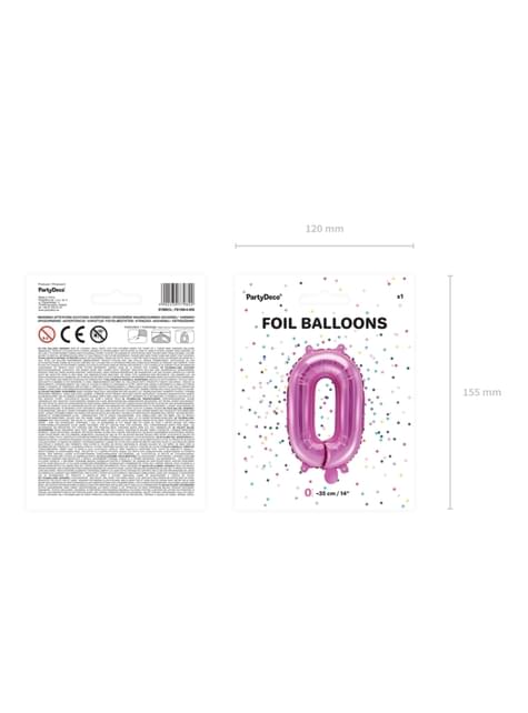 Globo foil “0“ rosa oscuro (35 cm) - Partydeco | Funidelia
