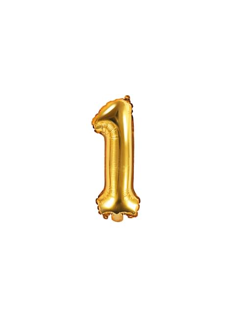 Globo foil “1“ dorado (35 cm) - Partydeco | Funidelia