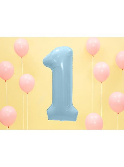 Globo foil “1“ en azul claro 86 cm - Partydeco | Funidelia