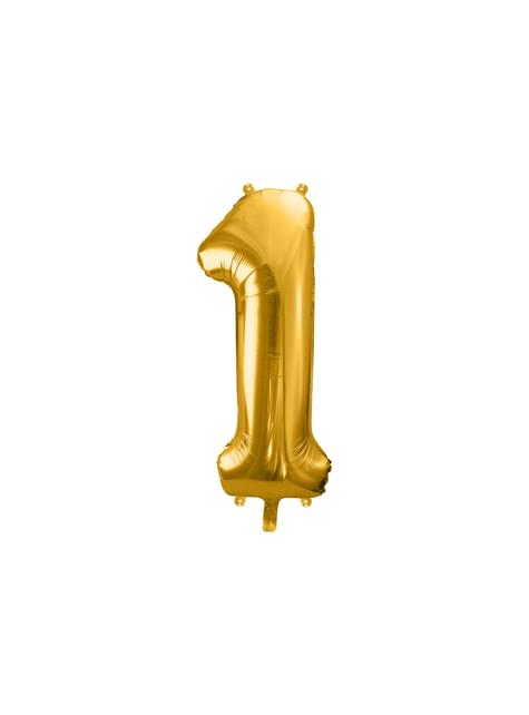 Globo foil “1“ en dorado 86 cm - Partydeco | Funidelia