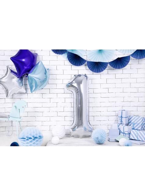 Globo foil “1“ en plateado 86 cm - Partydeco | Funidelia
