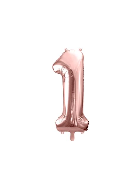 Globo foil “1“ oro rosa (86 cm) - Partydeco | Funidelia