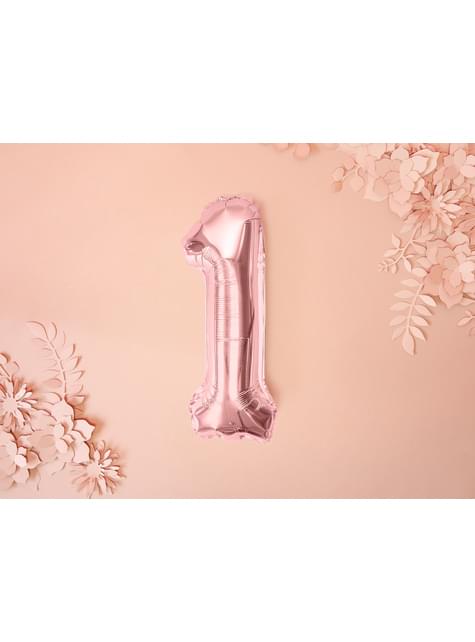Globo foil “1“ oro rosa (35 cm) - Partydeco | Funidelia