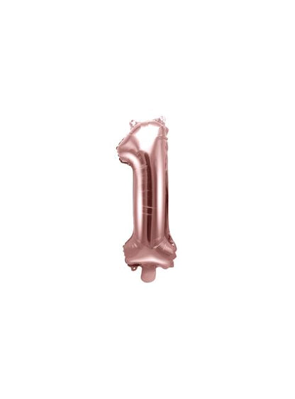 Globo foil “1“ oro rosa (35 cm) - Partydeco | Funidelia