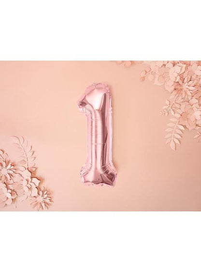 Globo foil “1“ oro rosa (35 cm) - Partydeco | Funidelia