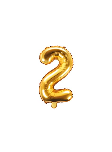 Globo foil “2“ dorado (35 cm) - Partydeco | Funidelia