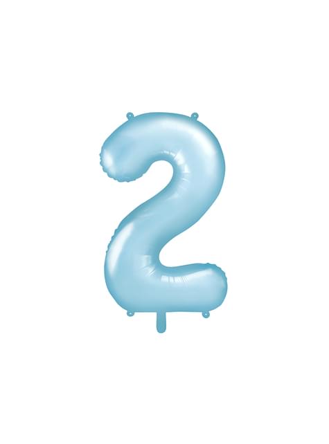 Globo foil “2“ en azul claro 86 cm - Partydeco | Funidelia