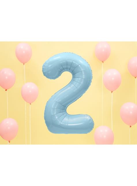 Globo foil “2“ en azul claro 86 cm - Partydeco | Funidelia
