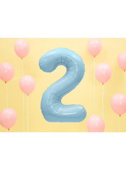 Globo foil “2“ en azul claro 86 cm - Partydeco | Funidelia