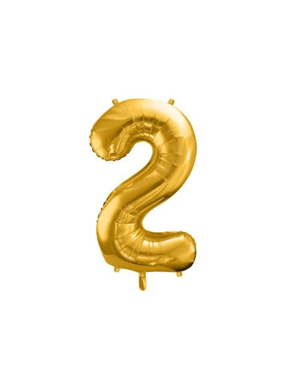 Globo foil “2“ en dorado 86 cm - Partydeco | Funidelia