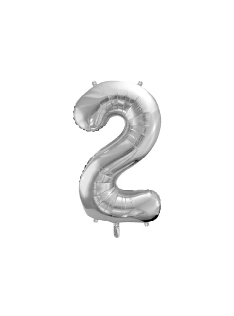 Globo foil “2“ en plateado 86 cm - Partydeco | Funidelia