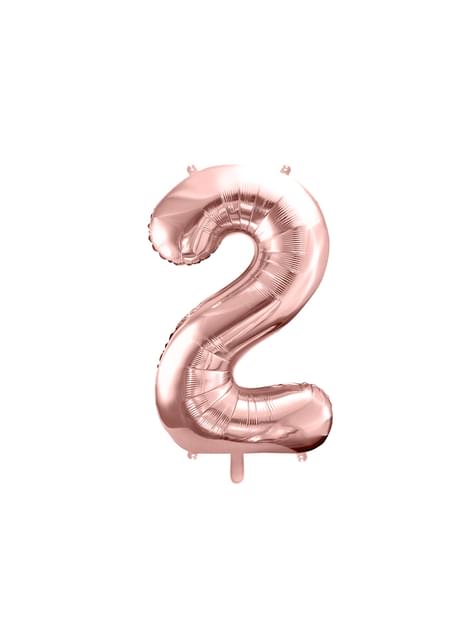 Globo foil “2“ oro rosa (86 cm) - Partydeco | Funidelia