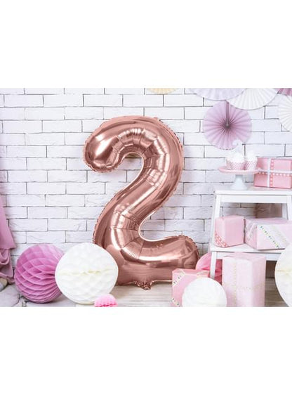 Globo foil “2“ oro rosa (86 cm) - Partydeco | Funidelia