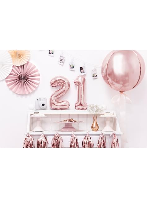 Globo foil “2“ oro rosa (35 cm) - Partydeco | Funidelia