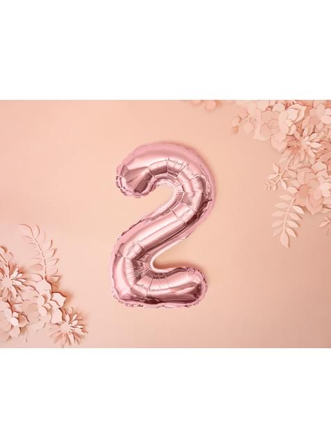 Globo foil “2“ oro rosa (35 cm) - Partydeco | Funidelia