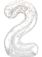 Globo foil “2“ plateado con detalles rosas (86cm)